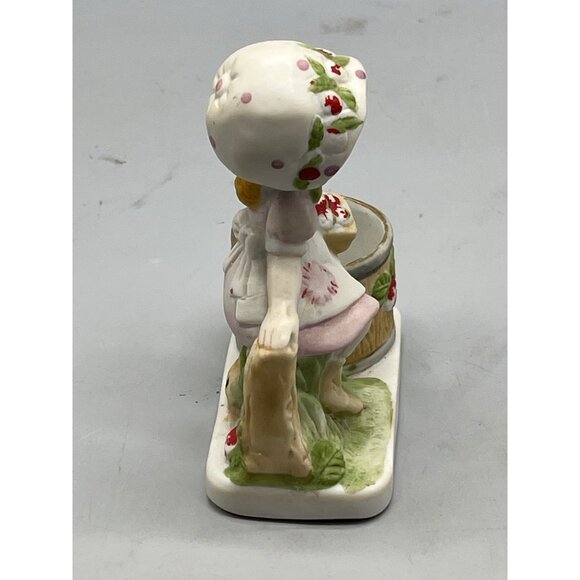 Strawberry Patches figurine tea candle holder hand painted porcelain basket READ - Picture 5 of 7